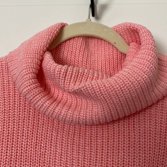 Free Assembly Cowl Neck 3X Pleated Shoulder Sweater Midi Dress Pink - Picture 9 of 15